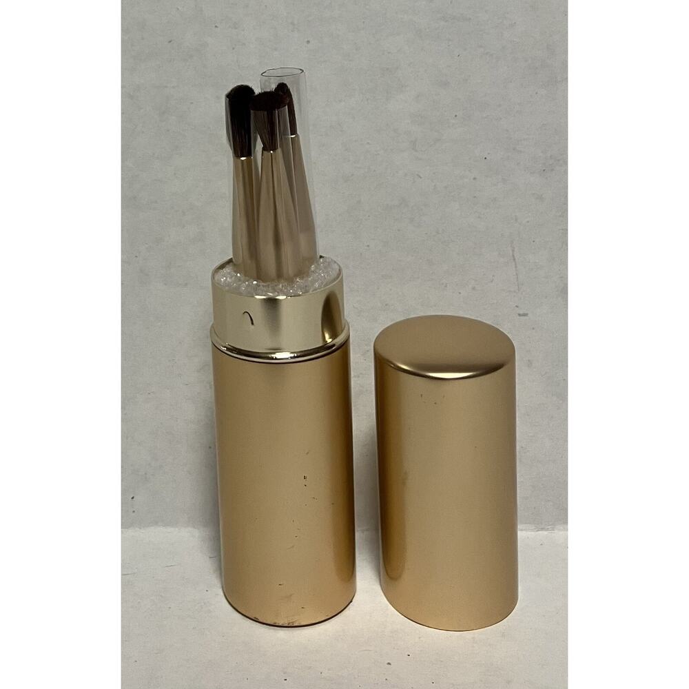 Unbranded Eyeshadow Makeup Brushes Gold-tone Cylinder Case for Travel Set of 3
